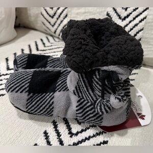 Cozy Black and Gray Plaid Slippers